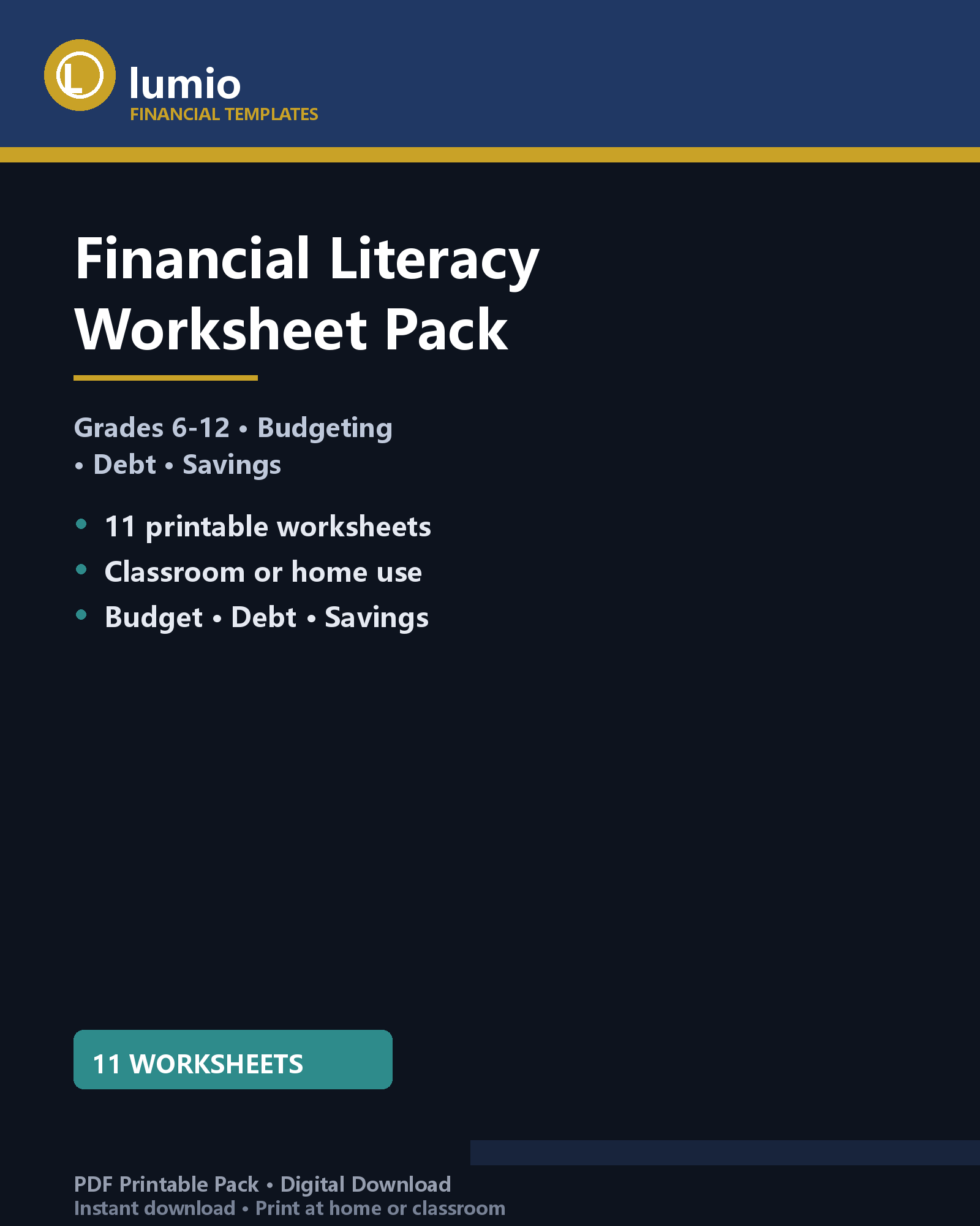 Financial Literacy Worksheet Pack
